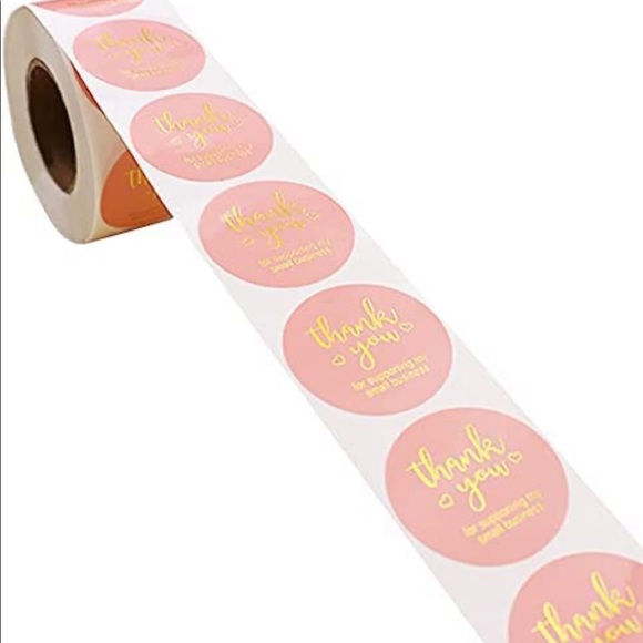 500 Thank you stickers 1” pink - Picture 6 of 9